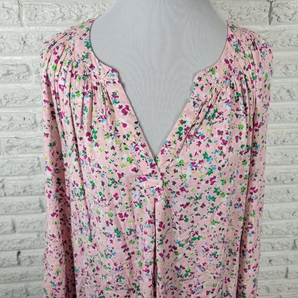 Crown Ivy Womens Top XXL Plus 3/4 Sleeve Pink Green Floral Casual FLO269E - Picture 3 of 10